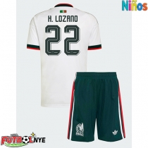Camiseta México Hirving Lozano #22 Visitante Equipación para niños Mundial 2026 manga corta (+ pantalones cortos)
